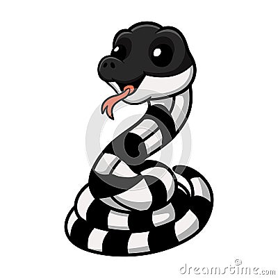 Cute banded krait snake cartoon Vector Illustration
