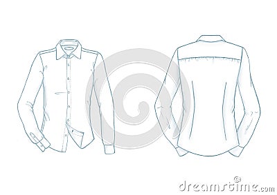 Front and back of a tailored shirt, made with the digital graphic design technique Stock Photo