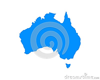 Blue coloured map design on country Australia isolated on white background - vector Cartoon Illustration