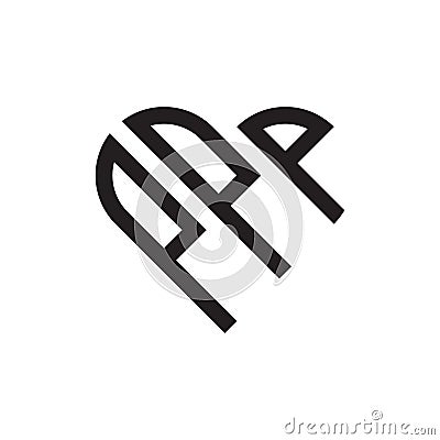 Initial three letter heart outline logo vector Vector Illustration