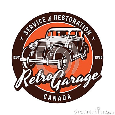 Retro classic car vector illustration, perfect t shirt design, garage service Vector Illustration