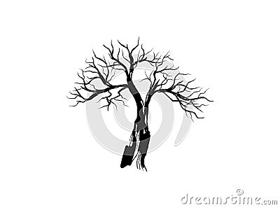 dead tree vector illustration. withered tree hand drawing. Vector Illustration