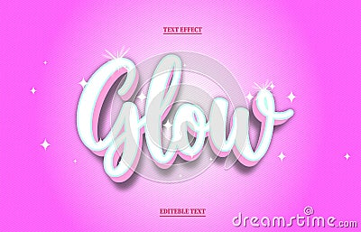 Editable glowing 3d text effect in pink Stock Photo