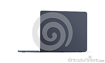 Laptop Backside View, Dark-Blue Mockup, Isolated on White Background Vector Illustration