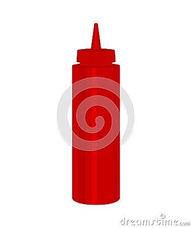 Ketchup Condiment Squeeze Bottle, Tomato ketchup Plastic Dispenser Vector Illustration