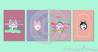 wall decor bacground dog multicolor vector Vector Illustration