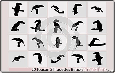 Toucan silhouette,toucan bird black silhouette logo icon design vector illustration Vector Illustration