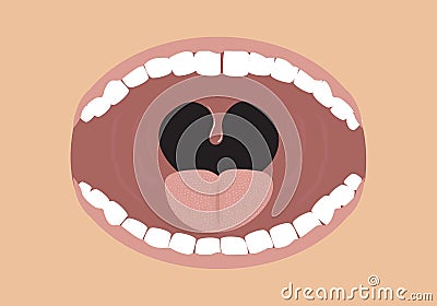 Opened Mouth concept with tonsils shown. Editable Clip art. Vector Illustration