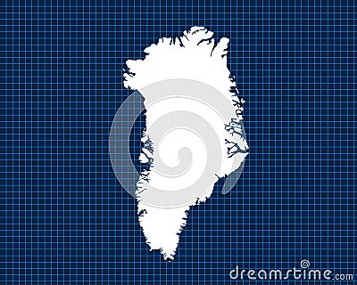White map design isolated on blue neon grid with dark background of country Greenland - vector Vector Illustration