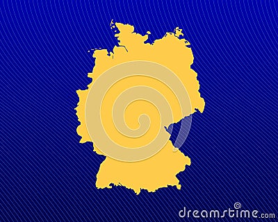 Blue gradient background, Yellow Map and curved lines design of the country Germany - vector Vector Illustration