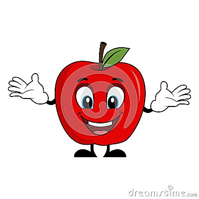 Happy Apple Mascot Cartoon Vector Illustration