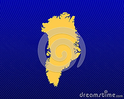 Blue gradient background, Yellow Map and curved lines design of the country Greenland - vector Vector Illustration