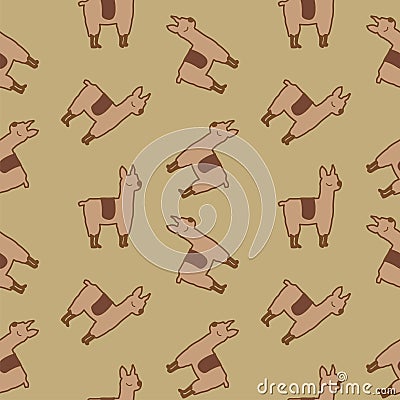 llama Camelid Animal Seamless Pattern Vector Illustration