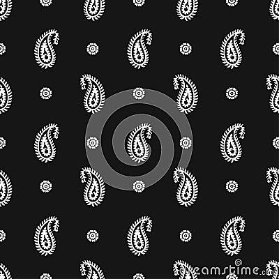 Paisley with Block Print Detail Seamless Pattern Vector Illustration