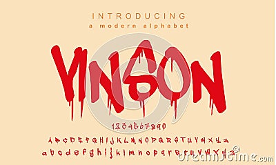 Elegant and Artistic Alphabet Showcase with Vinson Typeface Letters Vector Illustration