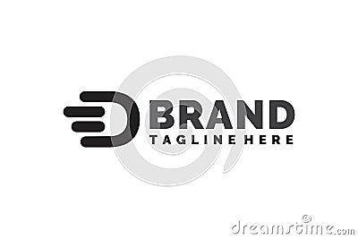 minimal initial D line logo Vector Illustration