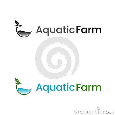 Aquaponics or Eco Fish Farm logo template Vector Illustration