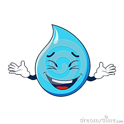 Water drop mascot laughing happily Vector Illustration
