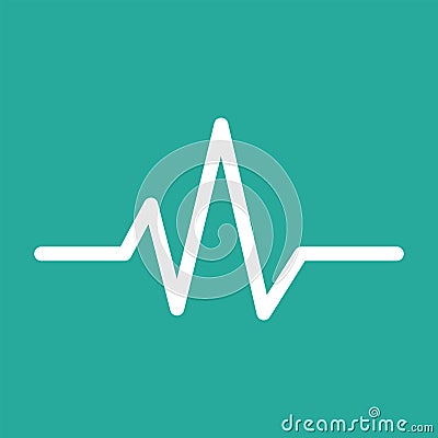 Beat icon isolated on green background. Heart beat monitor pulse line art vector illustration icon for medical apps. Vector Illustration