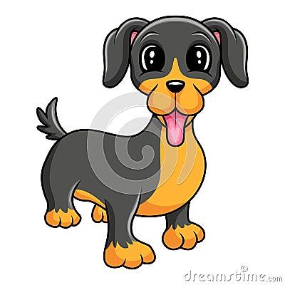Funny Cute Rottweiler Dog Happy Vector Illustration
