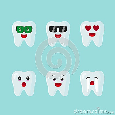 cute dental clinic teeth set Vector Illustration