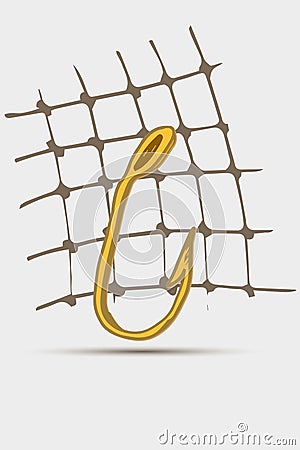 Golden fishing hook Vector Illustration