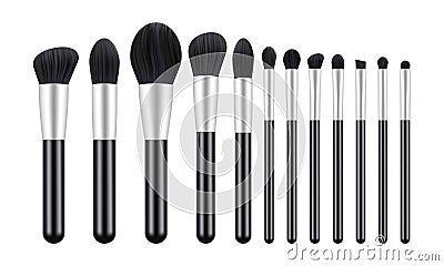 Set of Makeup Brushes, Isolated on White Background Vector Illustration