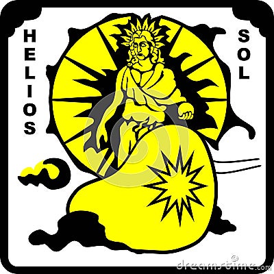 Helios or Sol God of Greek and Rome Vector Illustration