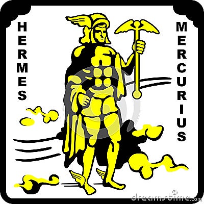 Hermes or Mercurius God of Greek and Rome Vector Illustration