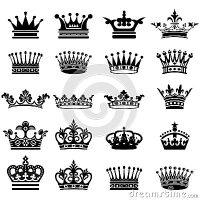 Set of different crowns silhouette vector illustration Vector Illustration