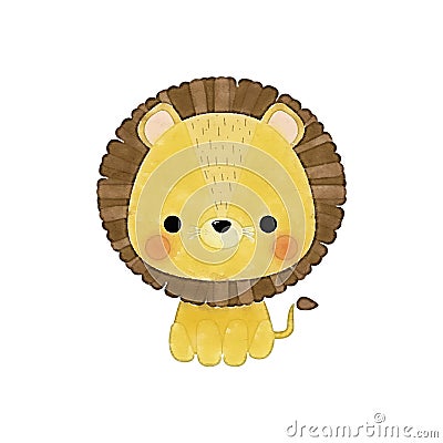 Cute lion animal watercolor style on a white background llustration vector Vector Illustration