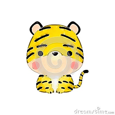 Cute tiger animal watercolor style on a white background llustration vector Vector Illustration