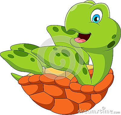 Cute turtle mascot cartoon lying down Cartoon Illustration