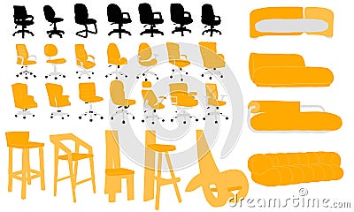 30 vector set of chairs Vector Illustration