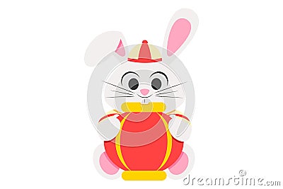 Icon Snow Rabbit and Lampion Chinnese Stock Photo