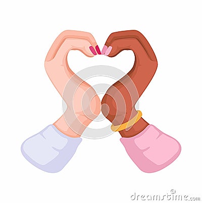 Hand Diversity Love Heart Shape Symbol Cartoon illustration Vector Vector Illustration