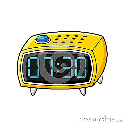Yellow digital alarm clock Vector Illustration