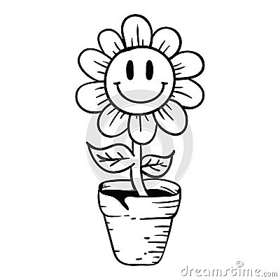 Smile flower sticker Vector Illustration