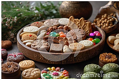 Easter cakes with nuts and candies Stock Photo