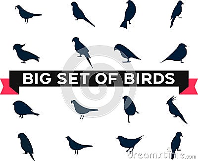 Birds silhouettes and new birds icon designs Vector Illustration