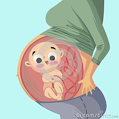 illustration for poster, banner, wallpaper, background, a pregnant woman carrying a baby in her stomach Vector Illustration