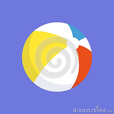 Beach ball icon in flat style. Beach ball vector illustration. Vector Illustration