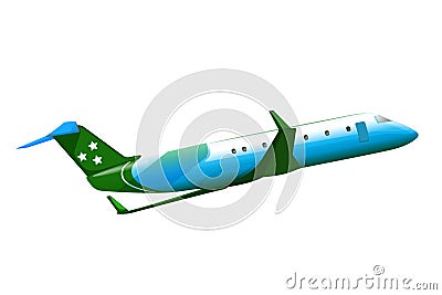 Blue green airplane fly mode shape Vector Illustration