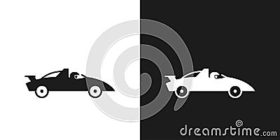 Car racing icon pictogram vector design. Stick figure man car racing vector icon sign symbol pictogram Vector Illustration