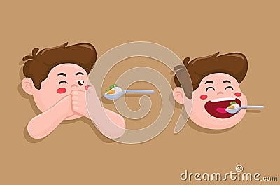 Children Eat Food Problem Character Cartoon Symbol Cartoon illustration Vector Vector Illustration