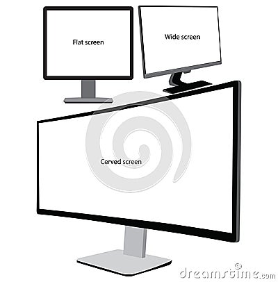Illustration monitor komputer white blank Vector Illustration