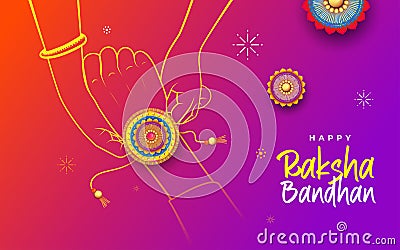 Happy Raksha Bandhan Greeting Background Template Vector Illustration
