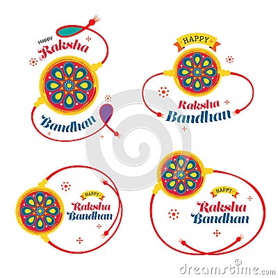 Happy Raksha Bandhan Sticker Design Template Set Vector Illustration