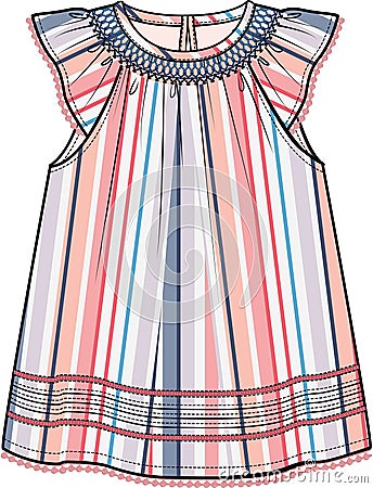 Kid Girls and Toddler Woven Smock Dress Frock Stock Photo