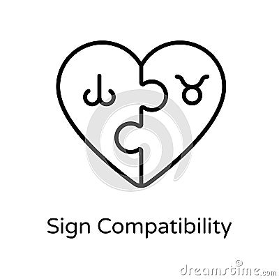 Sign Compatibility Vector outline Icon Design illustration. Astrology And Zodiac Signs Symbol on White background EPS 10 File Vector Illustration